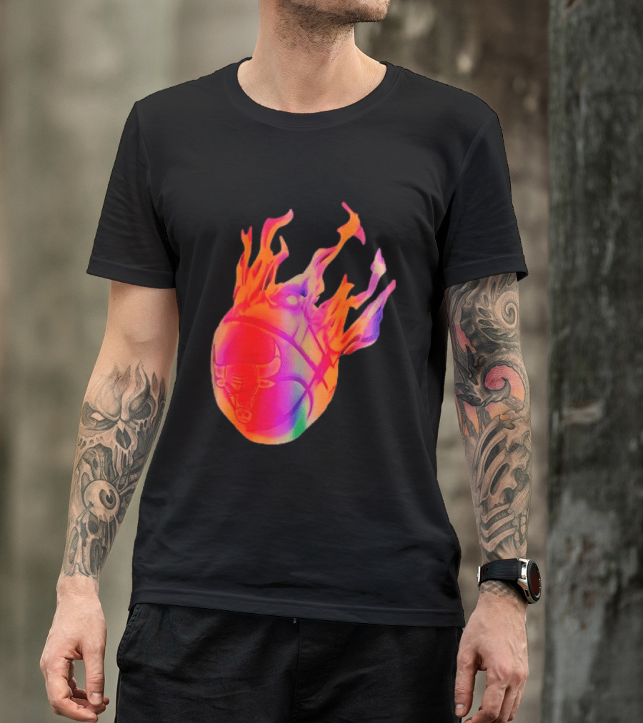 Chicago Bulls NBA Basketball Flaming Fireball NBA Fans Merchandise T-Shirt