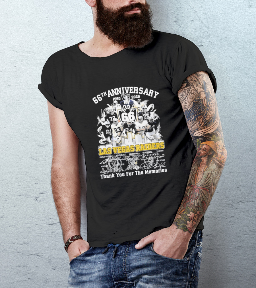 Las Vegas Raiders 66th Anniversary 1960 2026 Thank You For The Memories Celebration T-Shirt