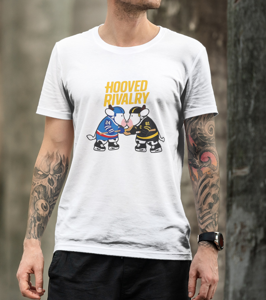 Hooved Rivalry Ilya Rozanov 24 Vs Shane Hollander 81 Hockey Faceoff T-Shirt