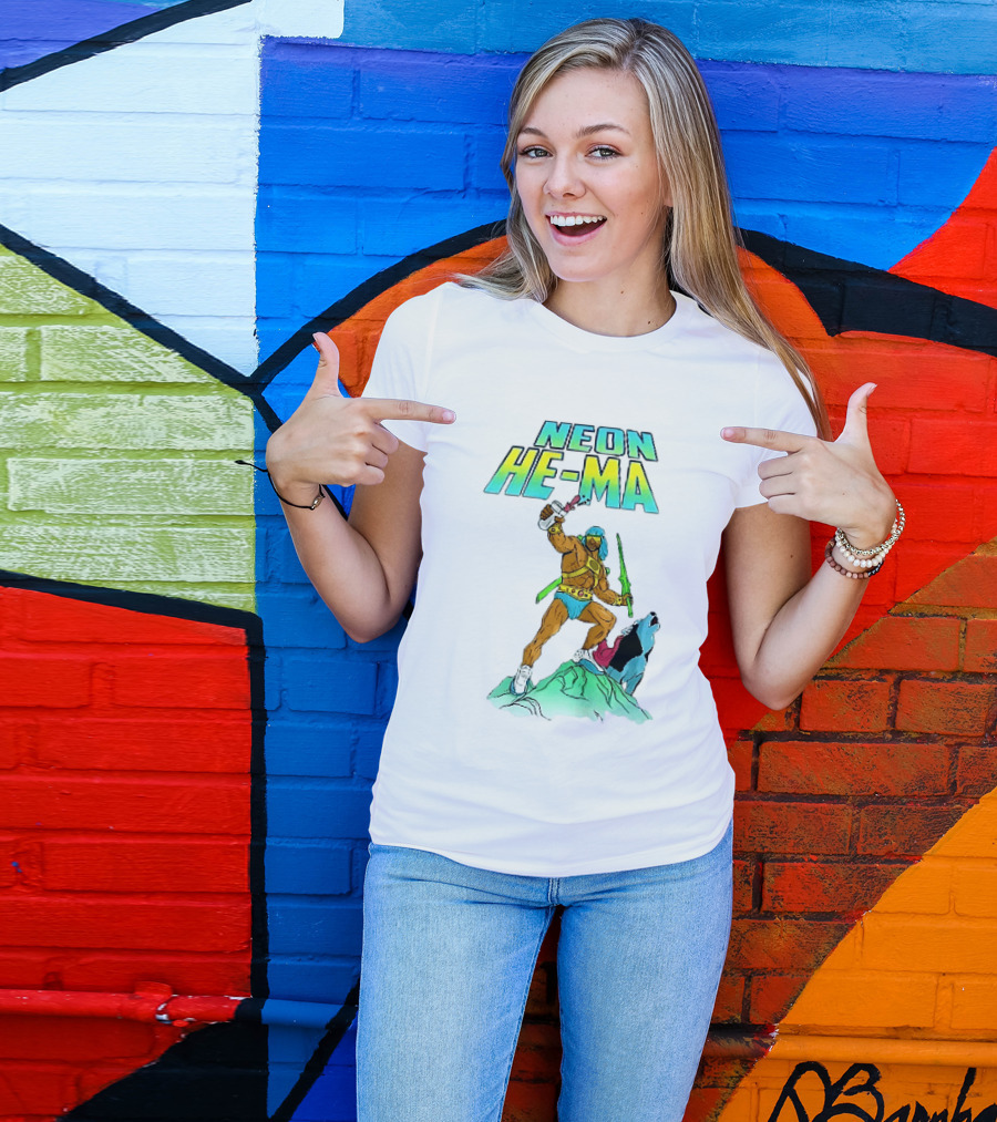 Neon He Ma Cartoon Warrior Action With Purple Drink Mountain Adventure T-Shirt