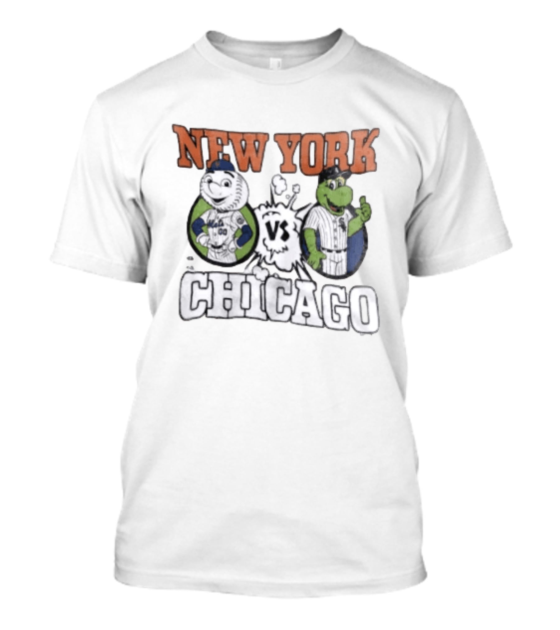 New York Vs Chicago Mets White Sox Mascots Faceoff T-Shirt