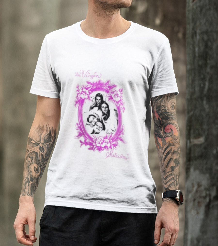 The Virgin Suicides Girls Pink Floral Oval Frame T-Shirt