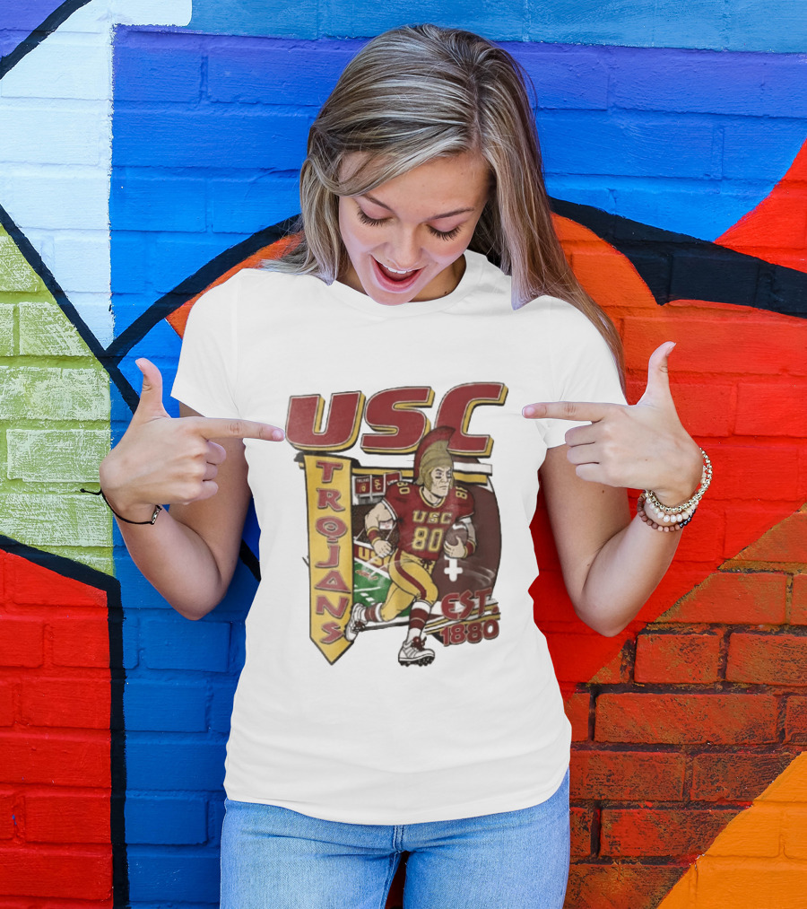 USC Trojans Football Player Cartoon Scoreboard Est 1880 T-Shirt