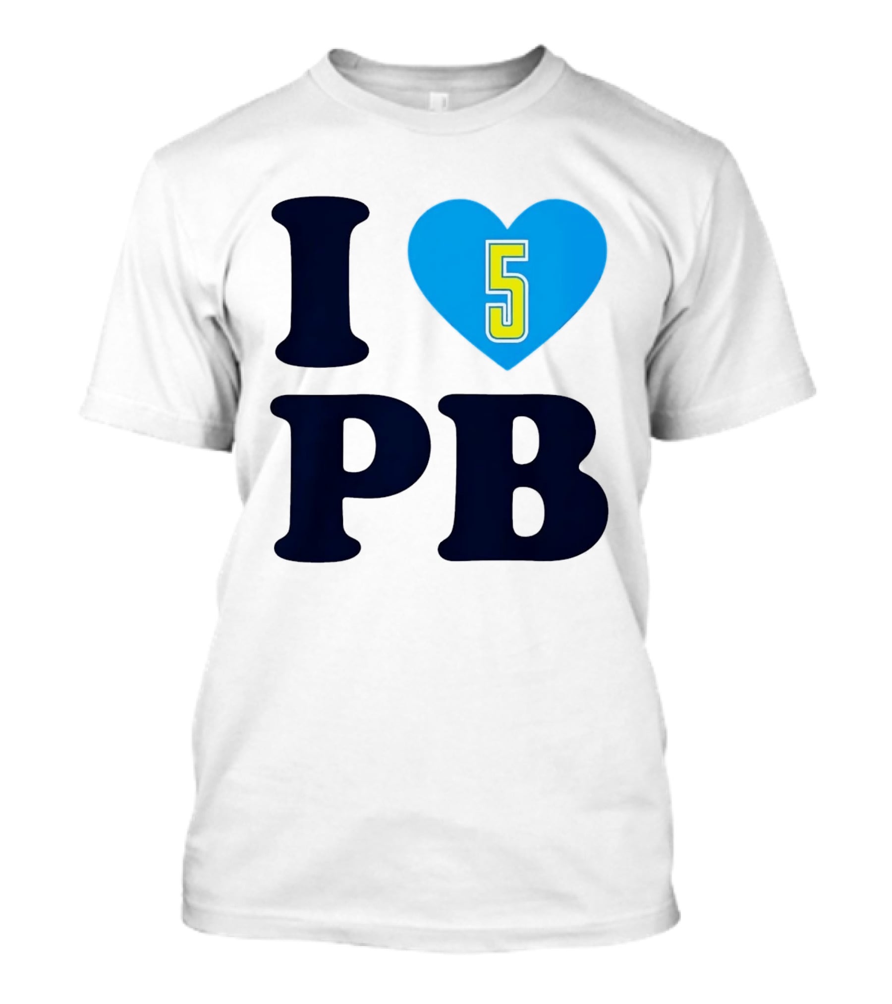 I Love PB Heart 5 Blue And Yellow T-Shirt