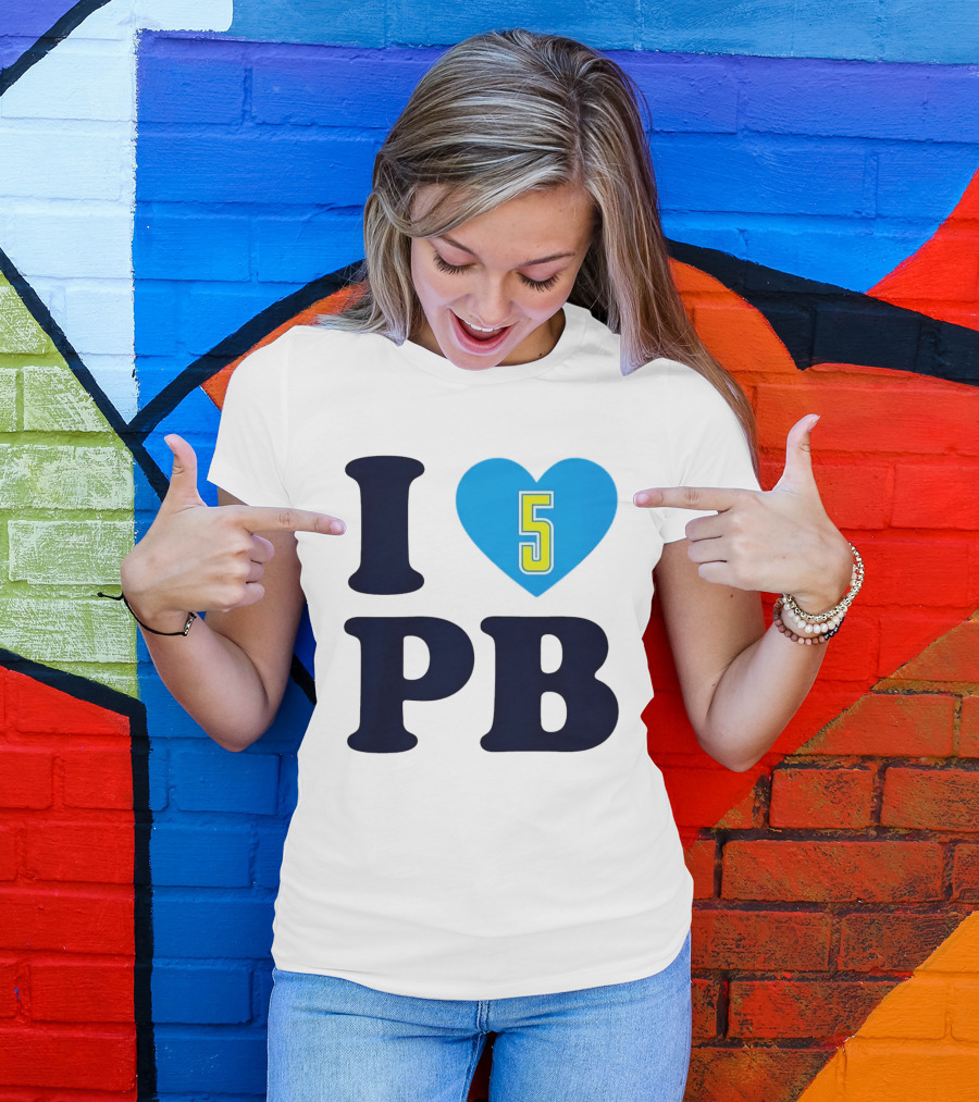 I Love PB Heart 5 Blue And Yellow T-Shirt