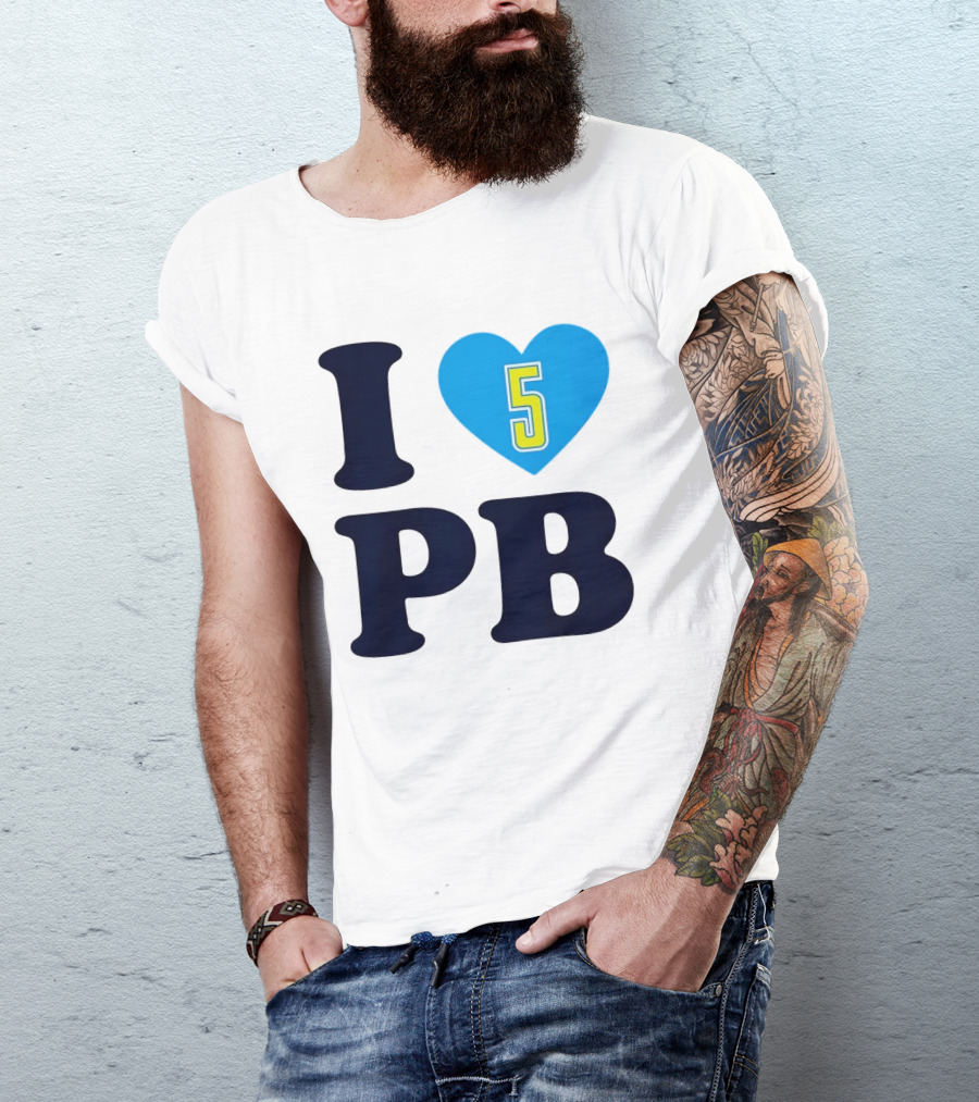 I Love PB Heart 5 Blue And Yellow T-Shirt