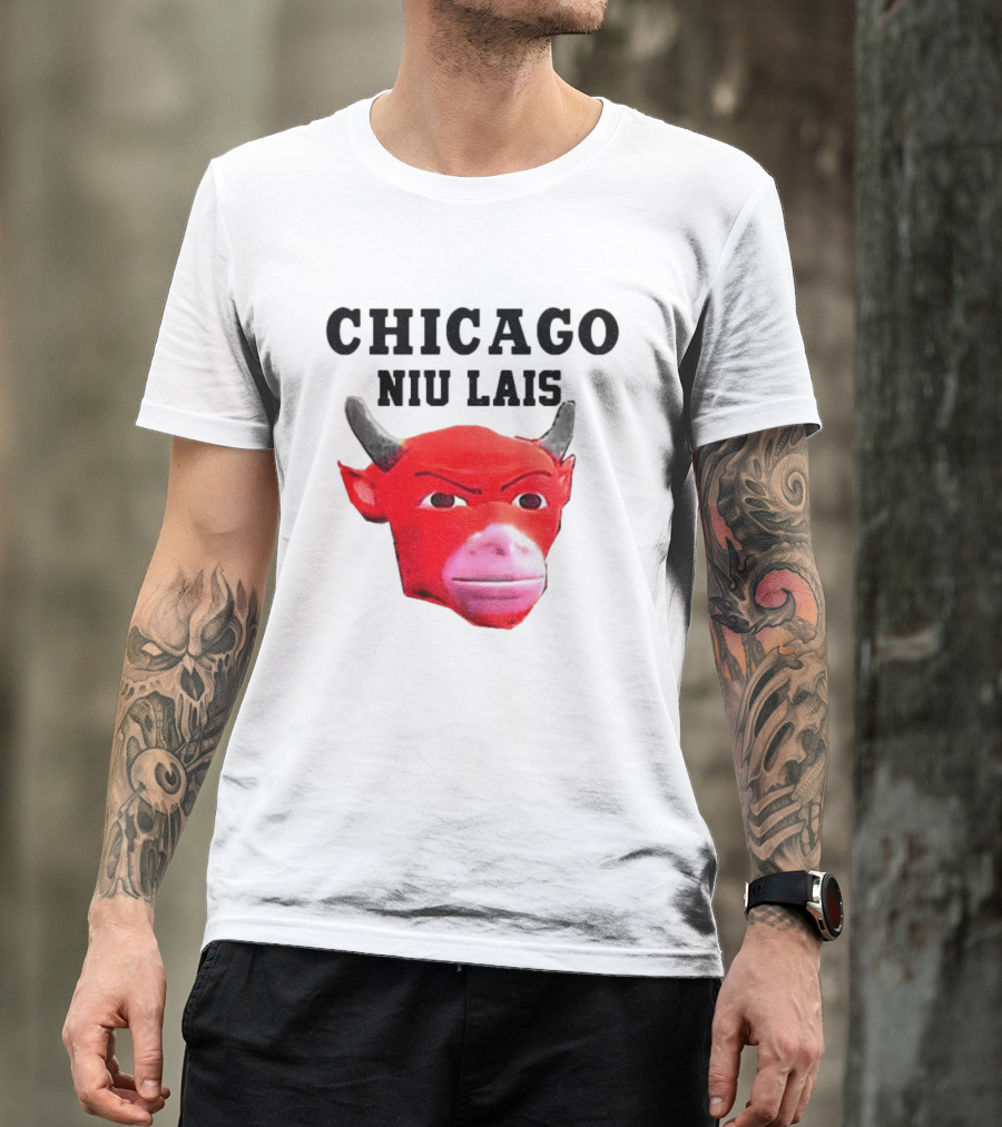 Chicago Bulls Niu Lais Red Bull Head T-Shirt