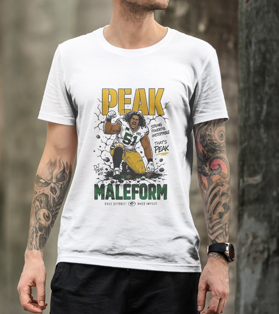 Peak Maleform Green Bay Packers #61 Strong Powerful Unstoppable T-Shirt