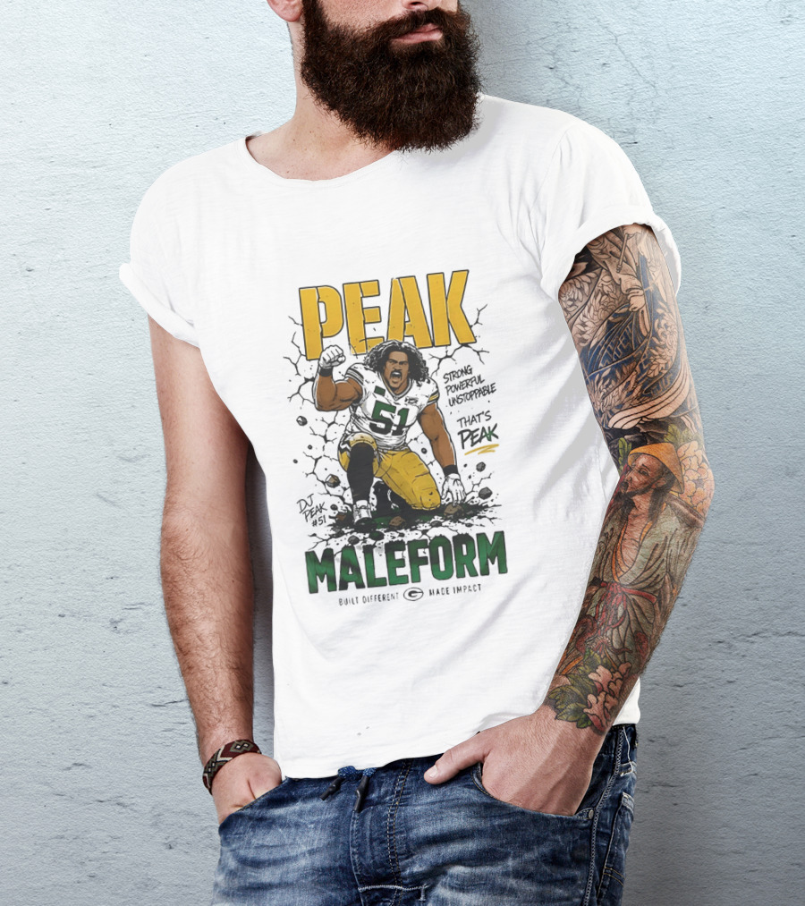 Peak Maleform Green Bay Packers #61 Strong Powerful Unstoppable T-Shirt