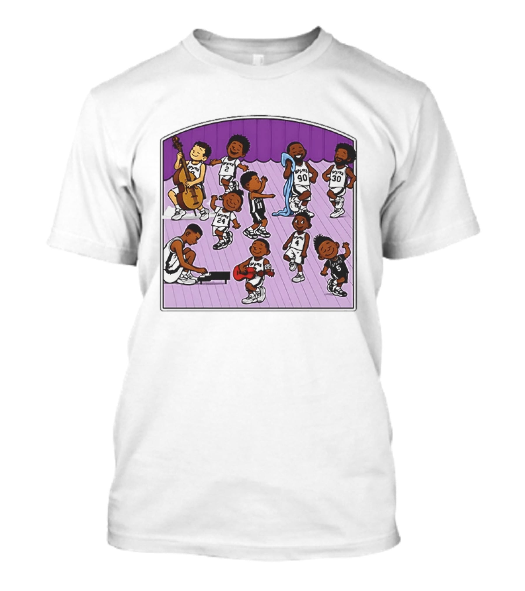 San Antonio Spurs Cartoon Players Music Band Comedy T-Shirt