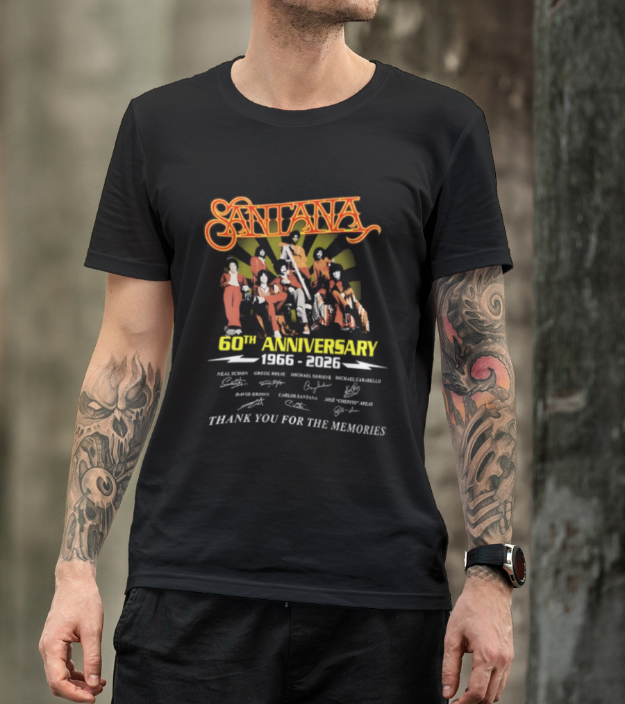 Santana 60th Anniversary 1966 2026 Thank You For The Memories Signatures T-Shirt