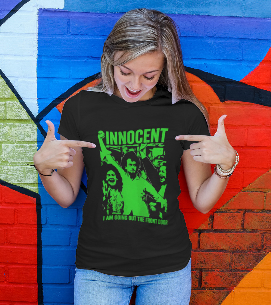 Innocent I Am Going Out The Front Door Retro Style People In Motion T-Shirt