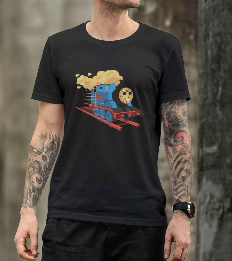 Thomas The Tank Engine Jason Voorhees Mask 666 Railway To Hell T-Shirt