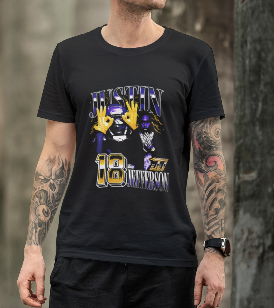 Justin Jefferson 18 Gold Gloves Lightning Bootleg Player Photos T-Shirt
