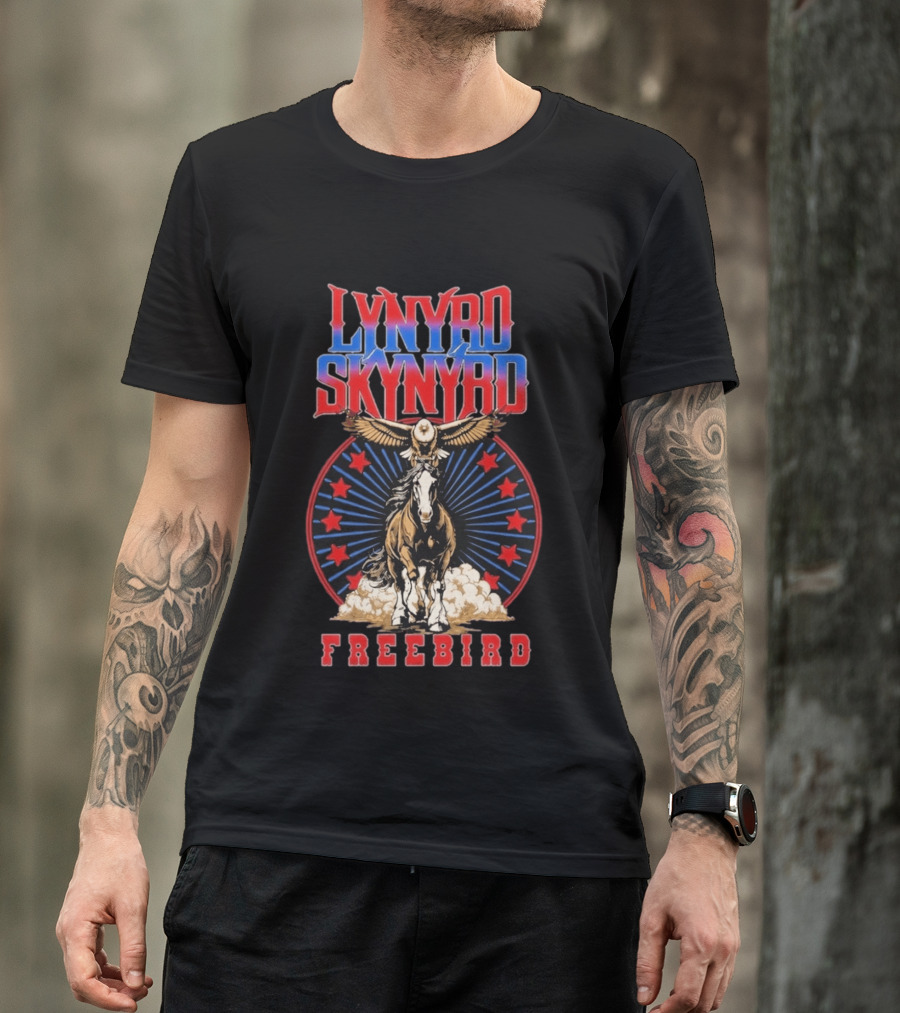 Lynyrd Skynyrd Freebird Eagle Horse Red Stars T-Shirt