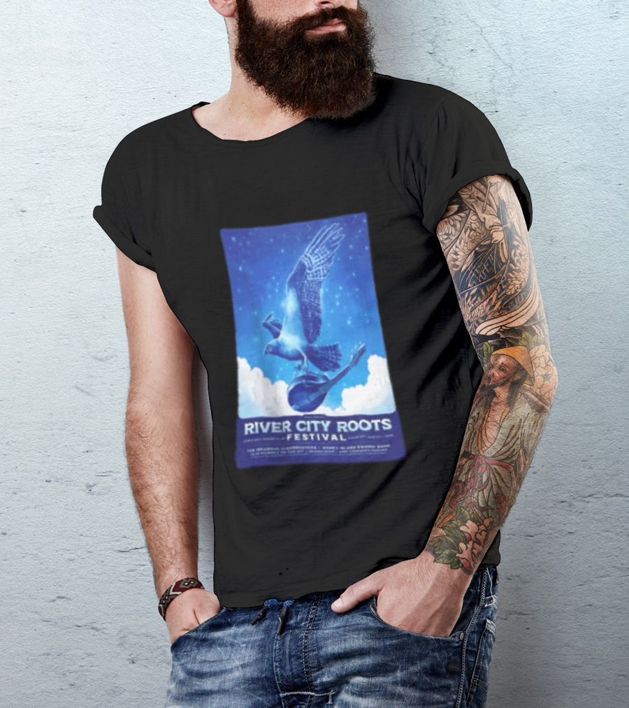 River City Roots Festival 2026 Missoula MT 20th Annual Event Bird And Mandolin T-Shirt