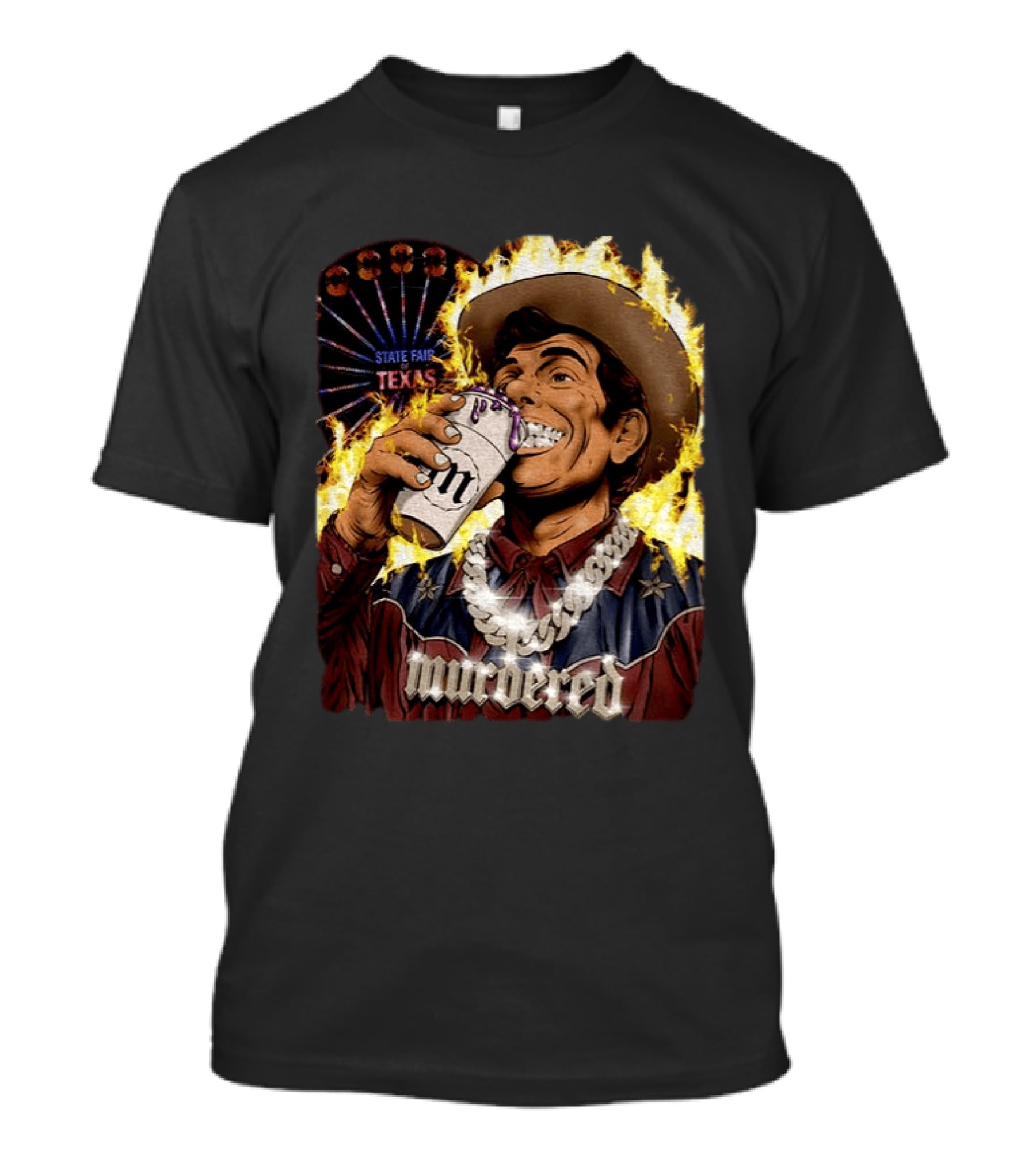 Big Tex State Fair Of Texas Ferris Wheel Fire Drinking Can Highlight T-Shirt