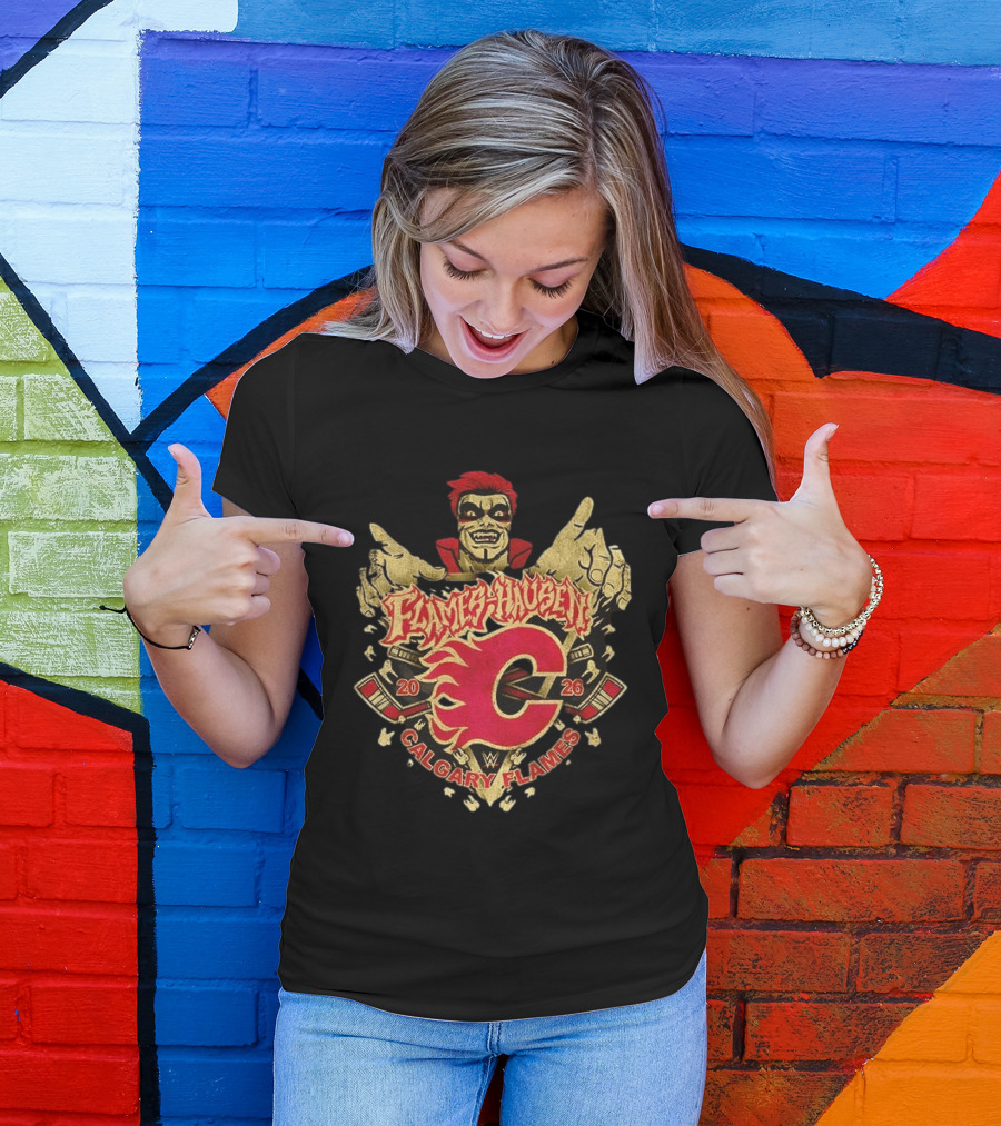 Flamehausen Calgary Flames WWE 2026 Collaboration Danhausen Summer Tour T-Shirt