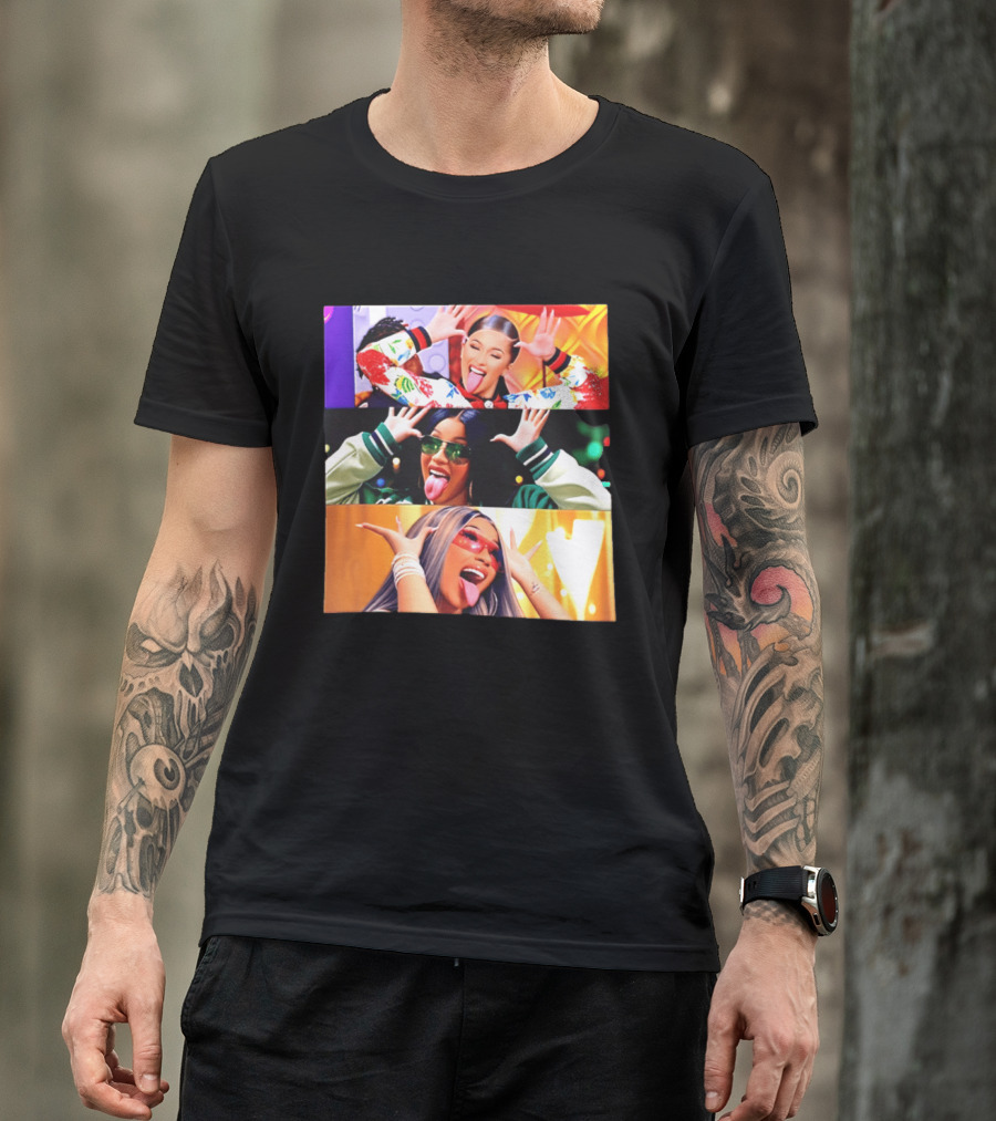 Cardi B Funny Faces Tongue Out Rapper Hip Hop Celebrity T-Shirt
