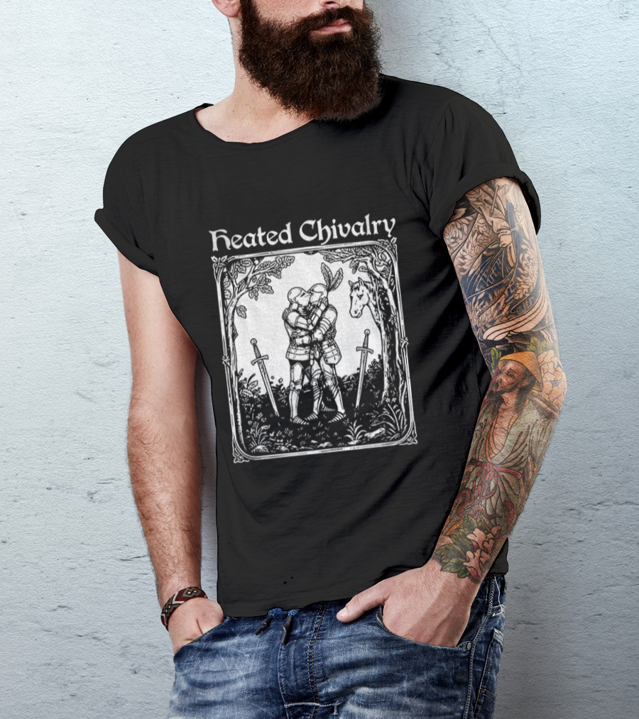Knights Embrace In Enchanted Forest For Heated Chivalry T-Shirt