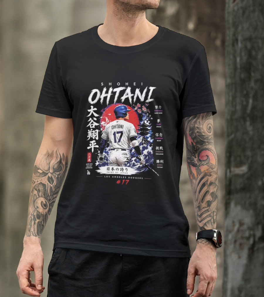Shohei Ohtani Los Angeles Dodgers Japanese Two Way Player #17 T-Shirt