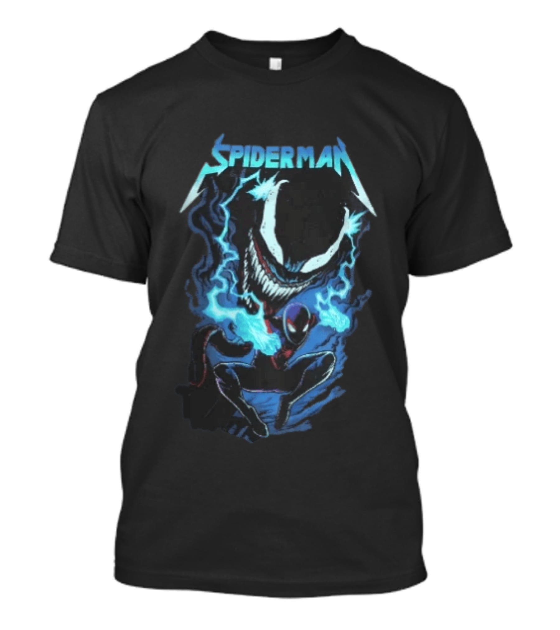 Spiderman Miles Morales Venom Cyan Lightning Charge T-Shirt