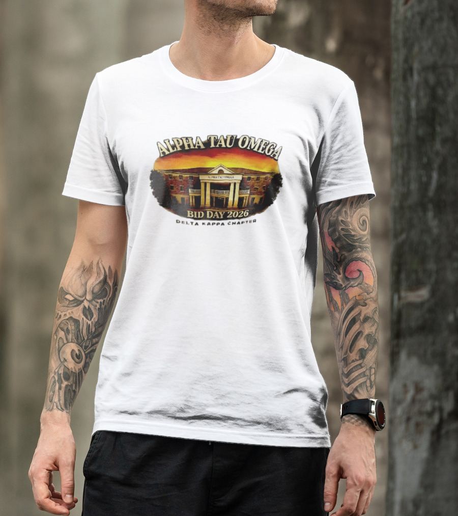 Alpha Tau Omega Fraternity Bid Day 2026 Delta Kappa Chapter House Sunset Sky T-Shirt