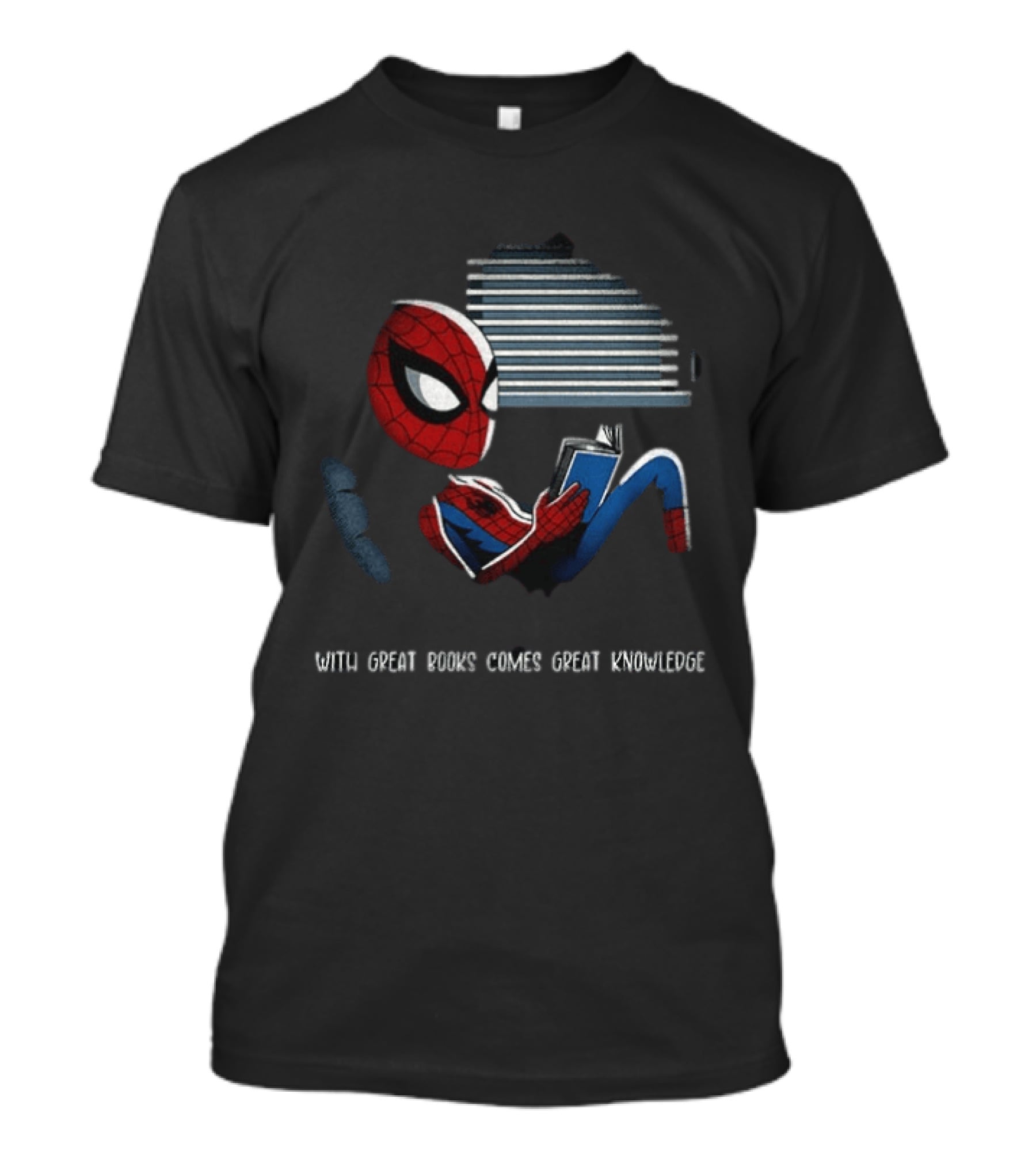 With Great Books Comes Great Knowledge Spider Man Reading T-Shirt