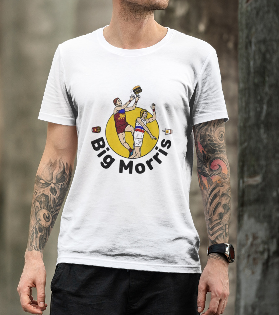 Big Morris Brisbane Lions AFL Australian Rules Football Player Burger Jump T-Shirt