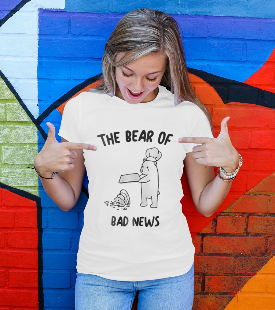 The Bear Of Bad News Crying Chef Dropped Cake Tray Cartoon T-Shirt