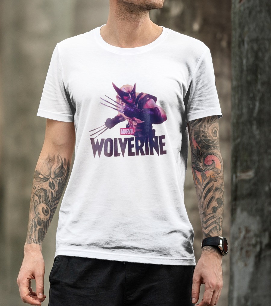 Marvel Wolverine Masked Superhero Claws Extended Purple Glow T-Shirt