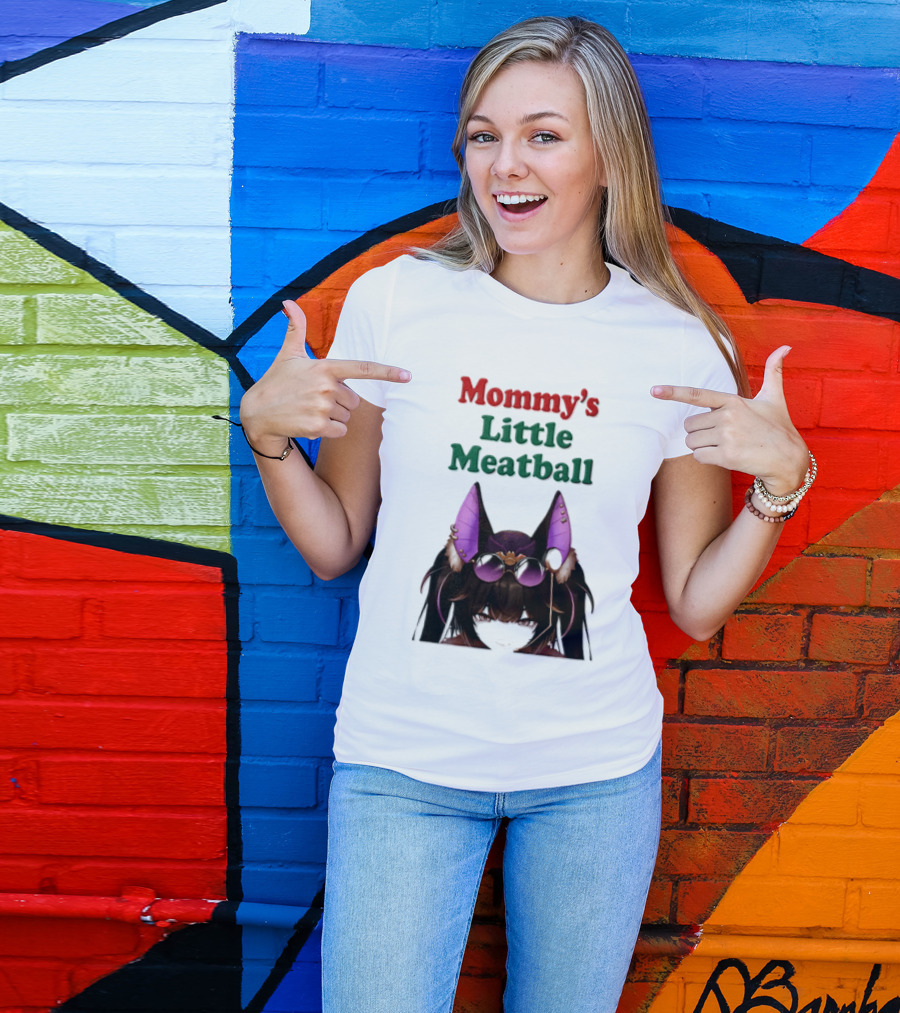 Mommy's Little Meatball Bat Vtuber Black Wings Purple Ears Playful T-Shirt