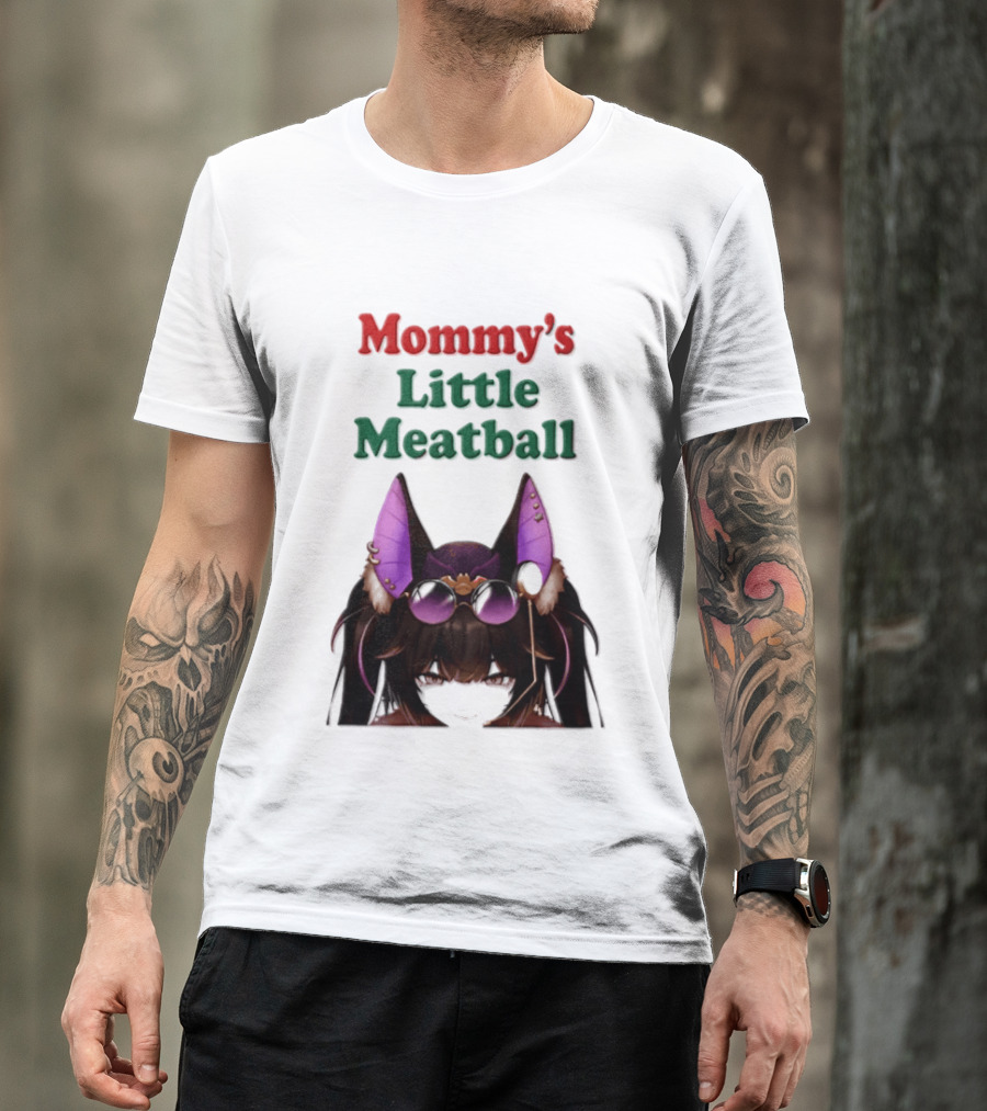 Mommy's Little Meatball Bat Vtuber Black Wings Purple Ears Playful T-Shirt