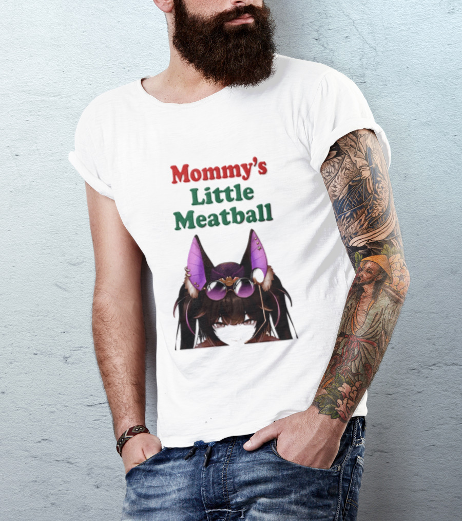Mommy's Little Meatball Bat Vtuber Black Wings Purple Ears Playful T-Shirt