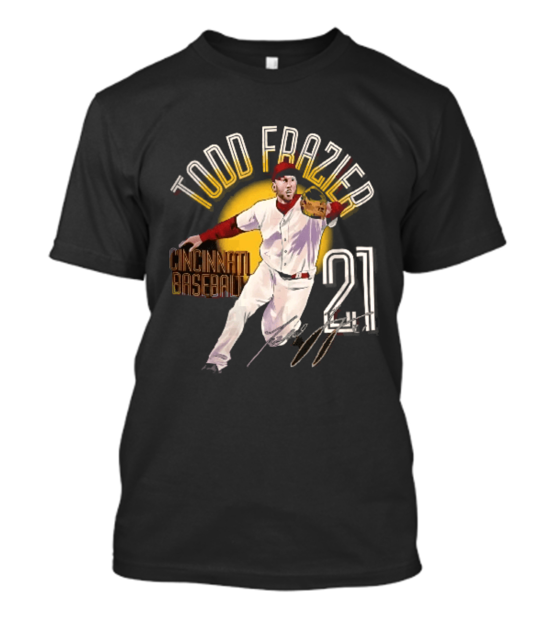 Todd Frazier Cincinnati Baseball 21 Fielding Yellow Sun T-Shirt