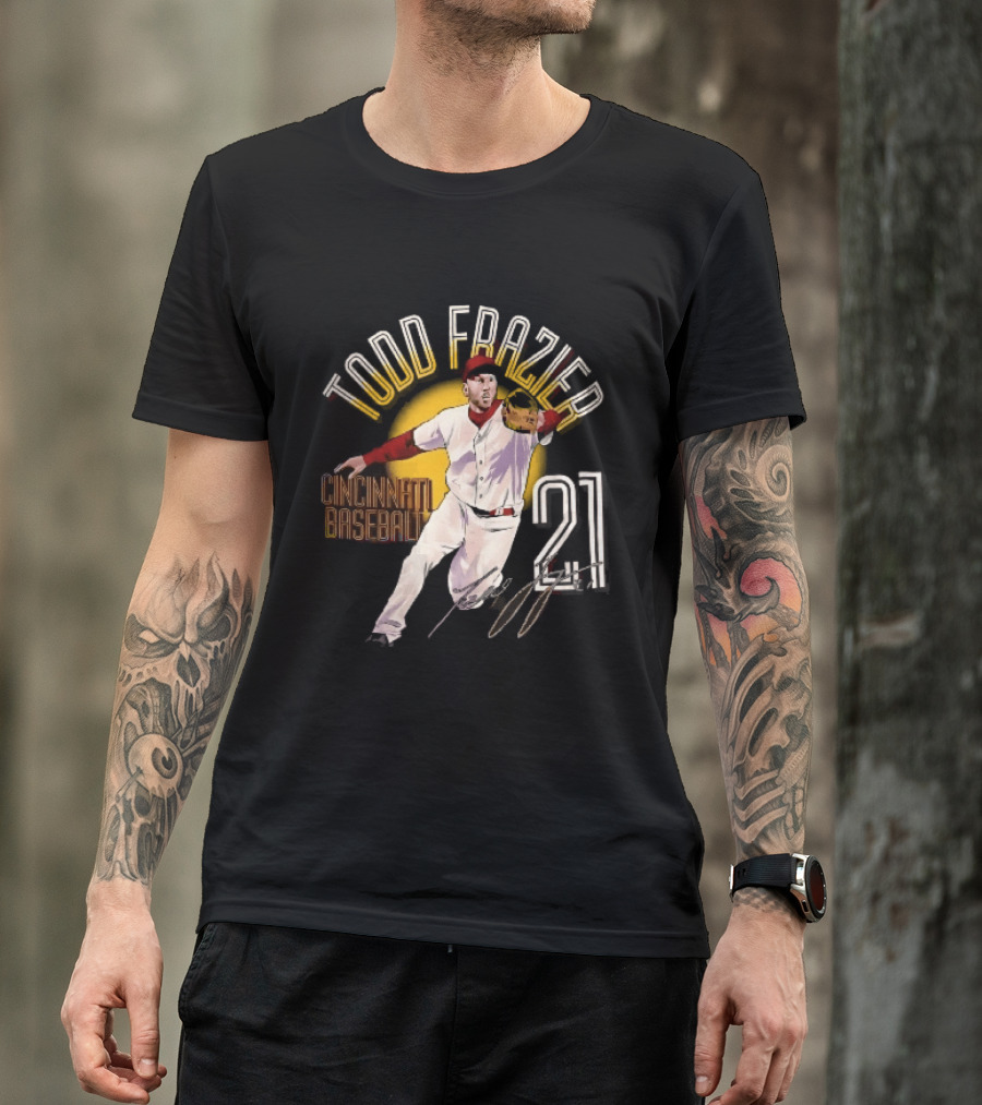 Todd Frazier Cincinnati Baseball 21 Fielding Yellow Sun T-Shirt