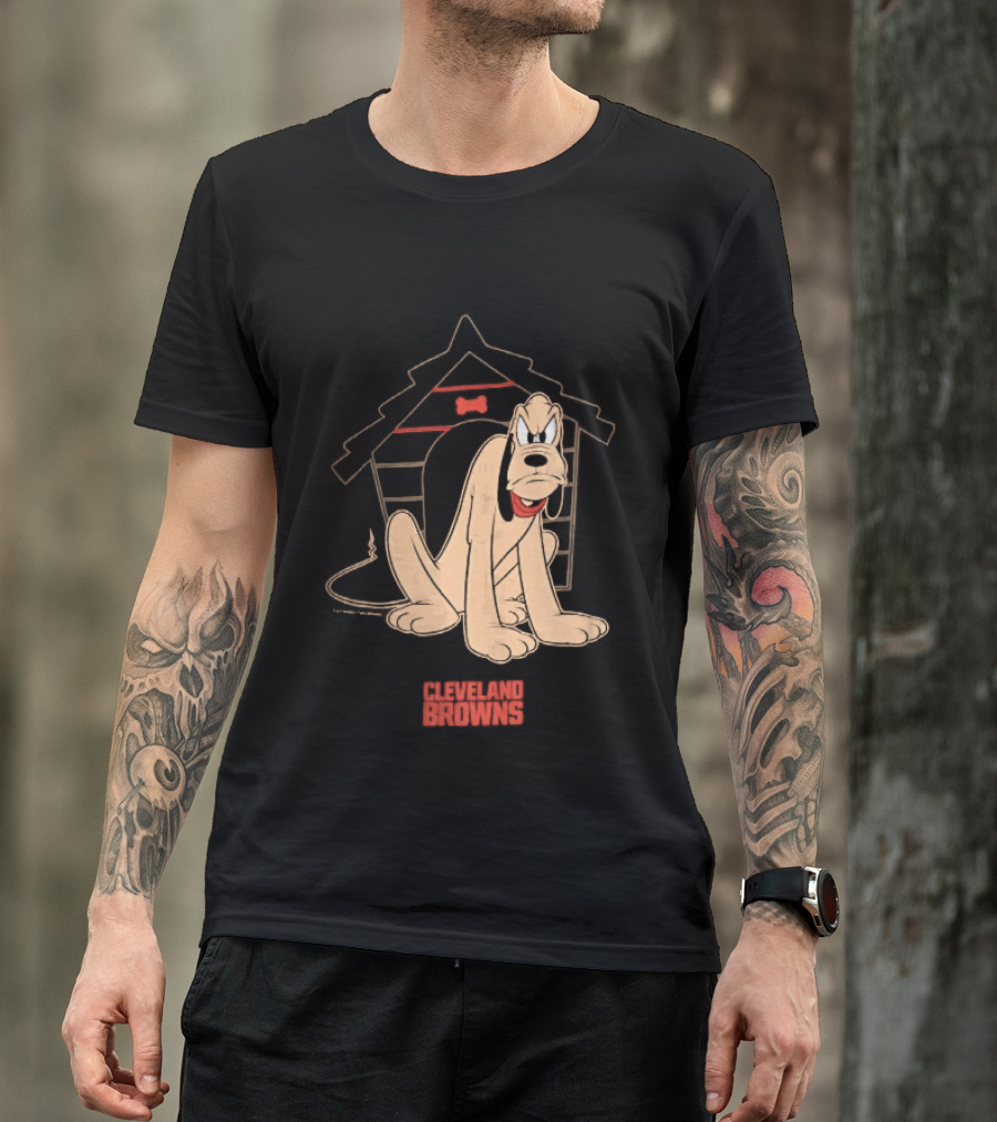 Cleveland Browns Angry Pluto Disney Cartoon Dog Doghouse T-Shirt