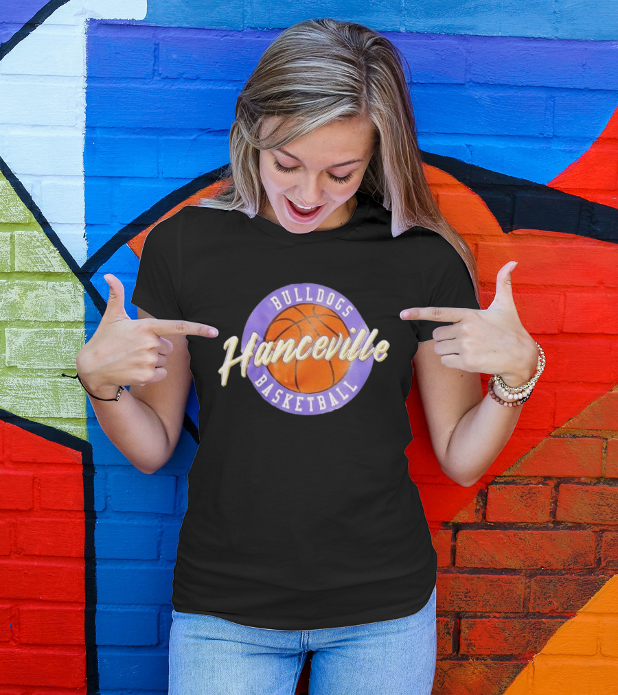 Hanceville Bulldogs Basketball Purple Circle Orange Ball T-Shirt