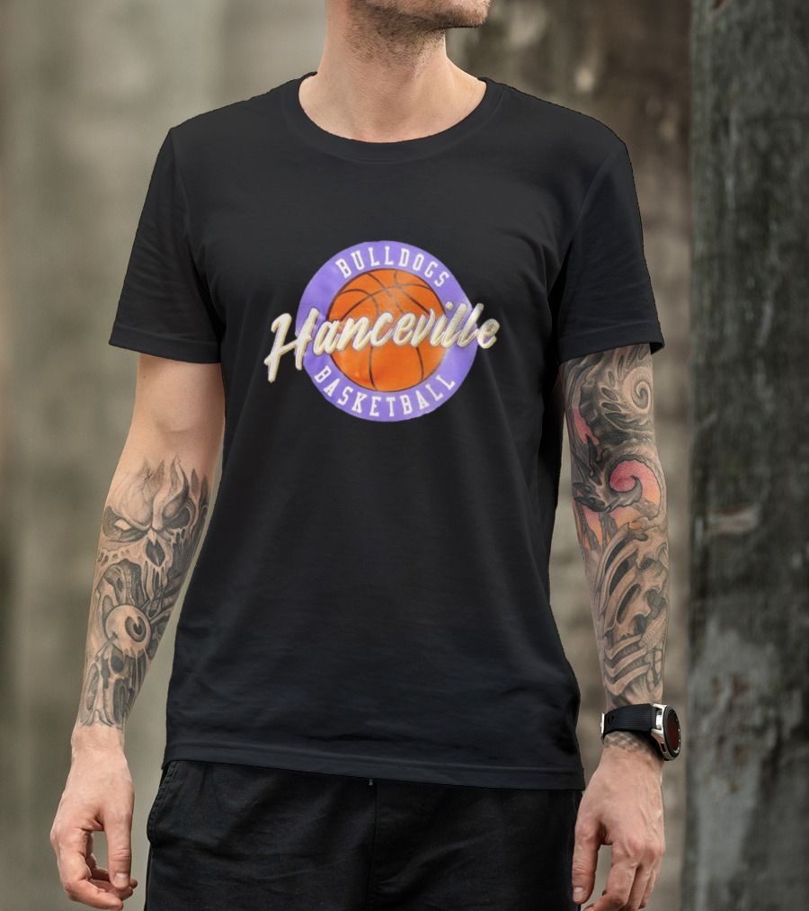 Hanceville Bulldogs Basketball Purple Circle Orange Ball T-Shirt