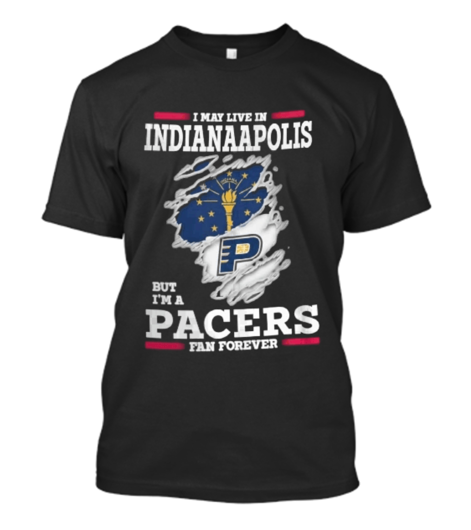 Indianaapolis Pacers Fan Forever Torn State Flag NBA Indiana T-Shirt