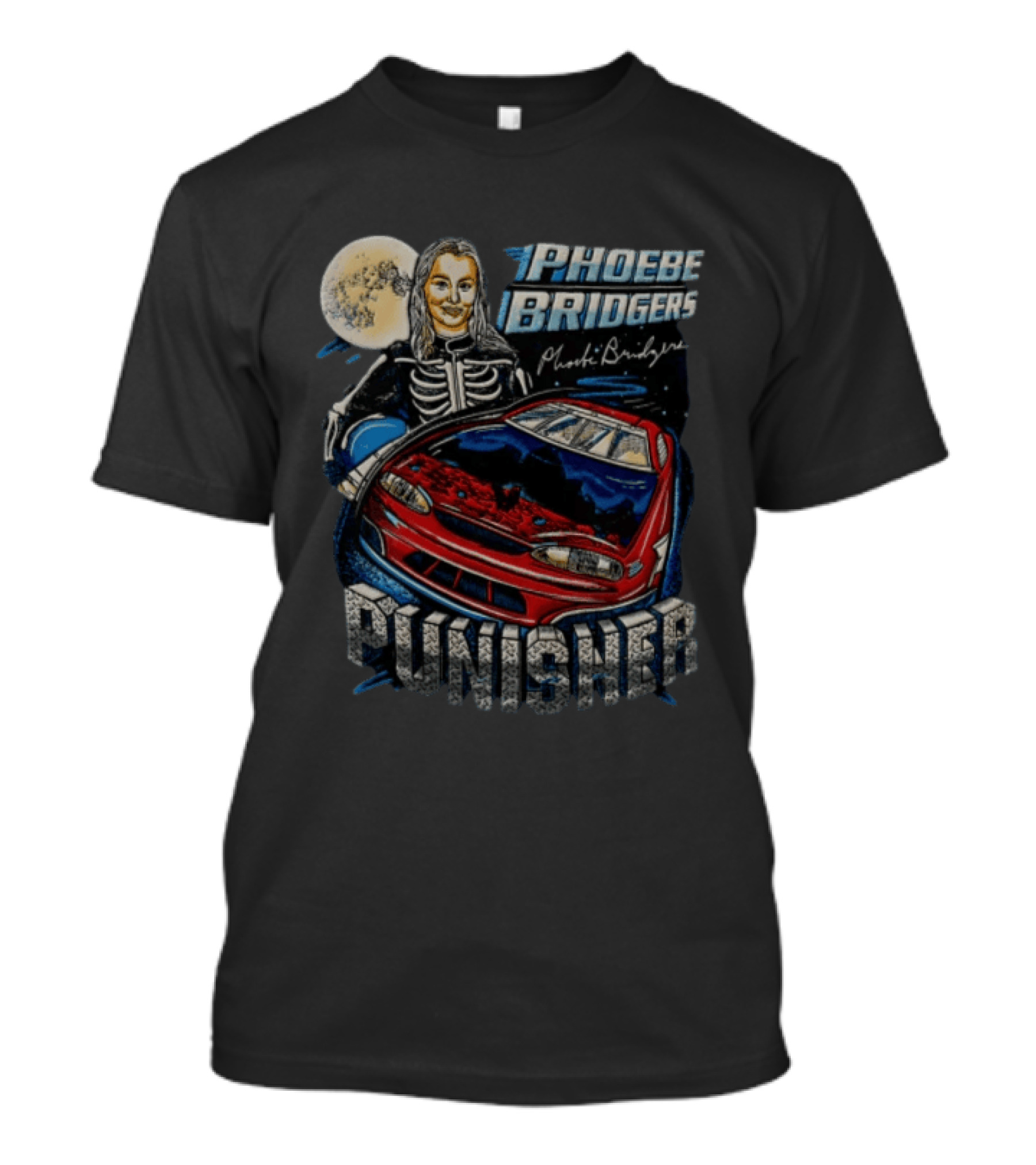 Phoebe Bridgers Punisher Skeleton Racer Art Car Moon T-Shirt