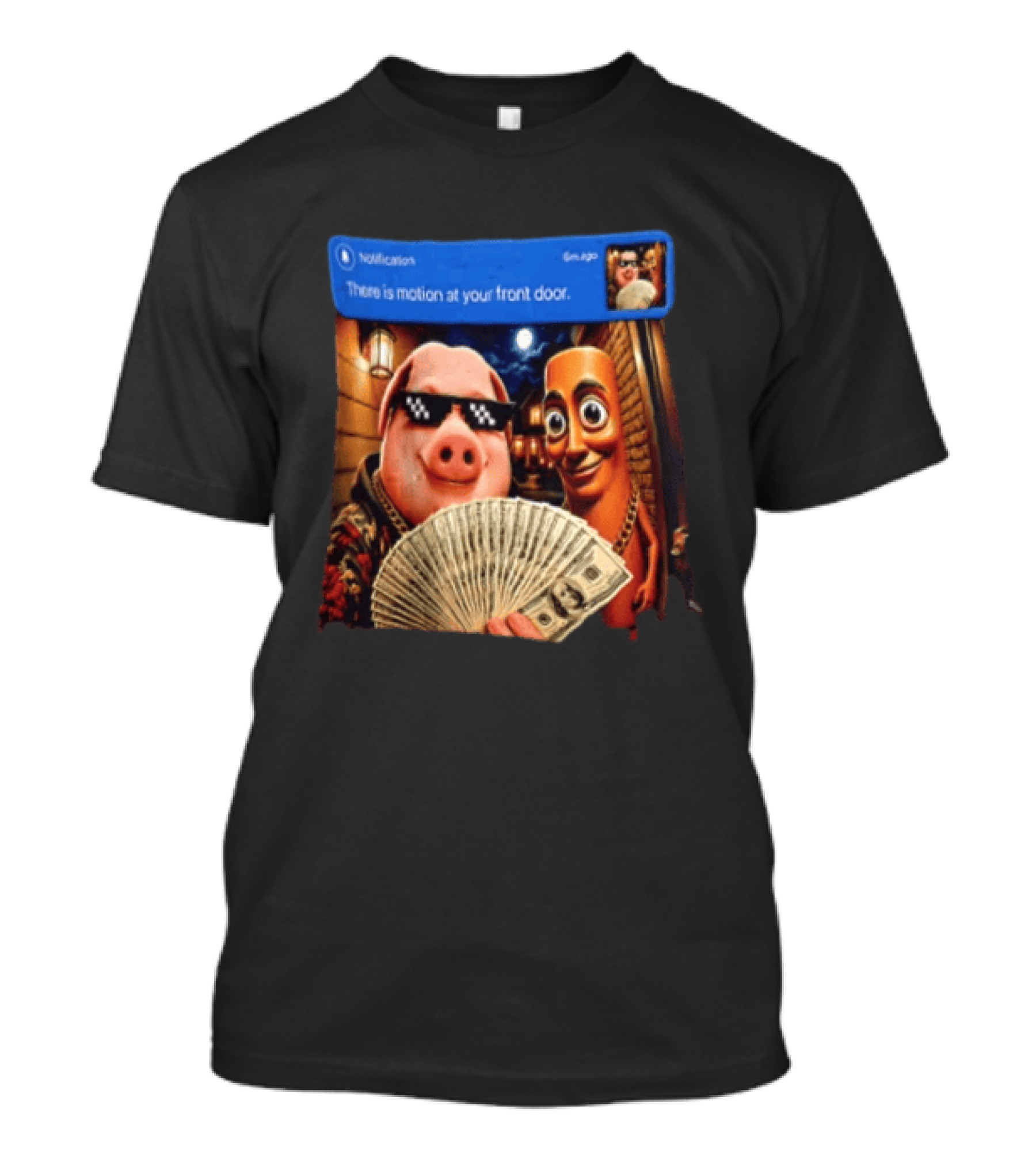 Notification Meme Pig And Wooden Man With Money Motion Alert T-Shirt