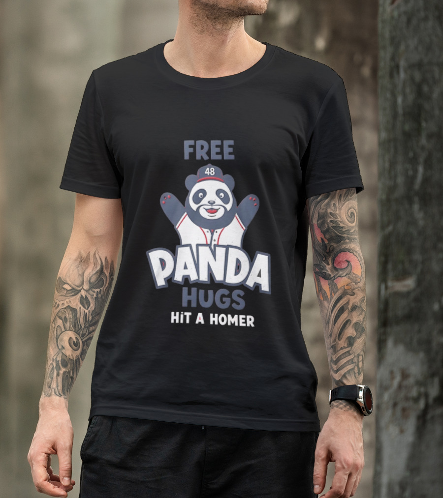 Free Panda Hugs Hit A Homer Baseball Number 48 T-Shirt