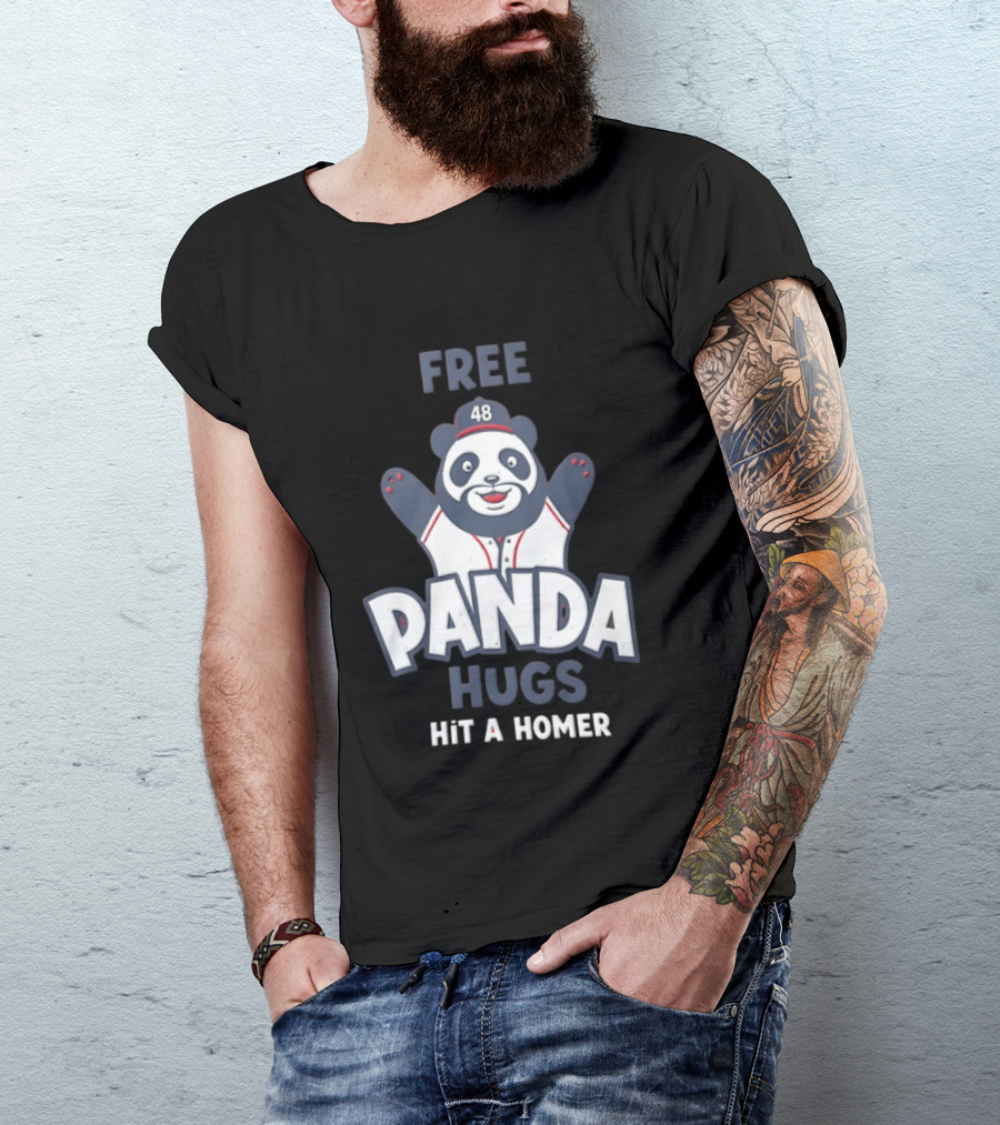Free Panda Hugs Hit A Homer Baseball Number 48 T-Shirt