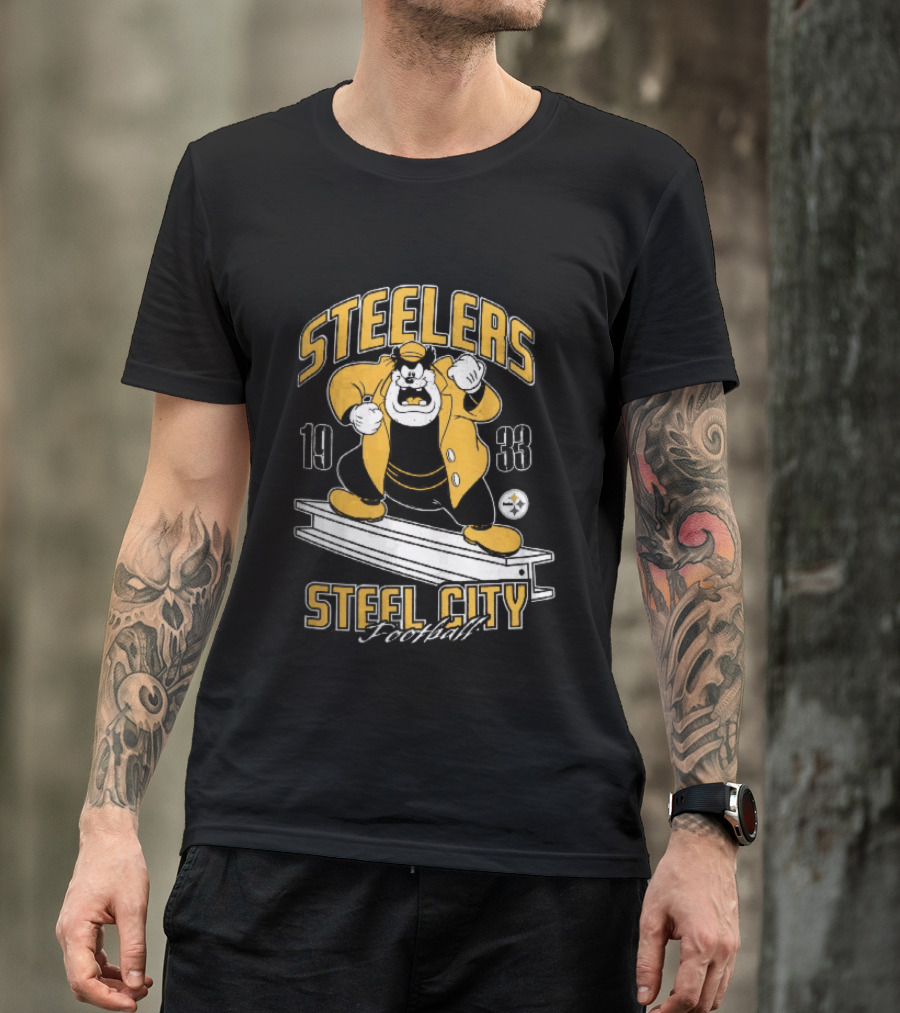 Pittsburgh Steelers 1933 Steel City Football Cartoon Beam T-Shirt