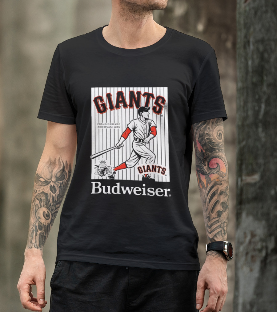 San Francisco Giants 150 Years Budweiser Splash Hits Baseball T-Shirt