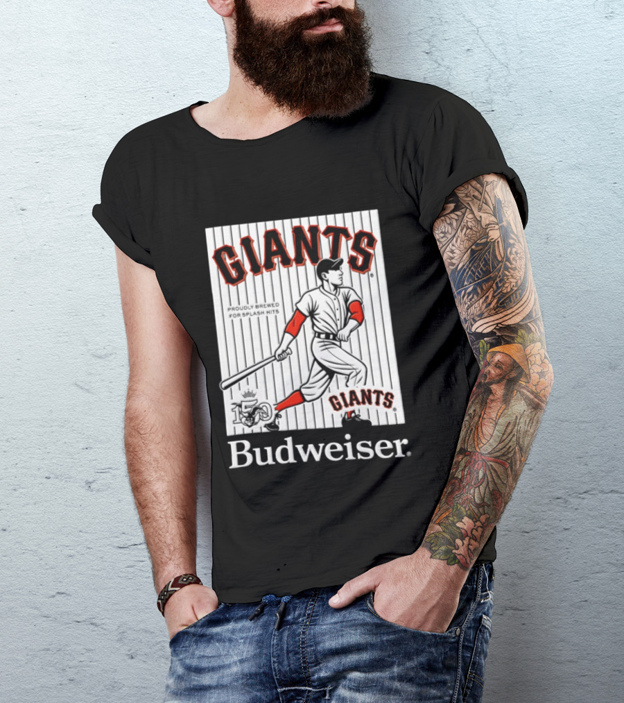 San Francisco Giants 150 Years Budweiser Splash Hits Baseball T-Shirt