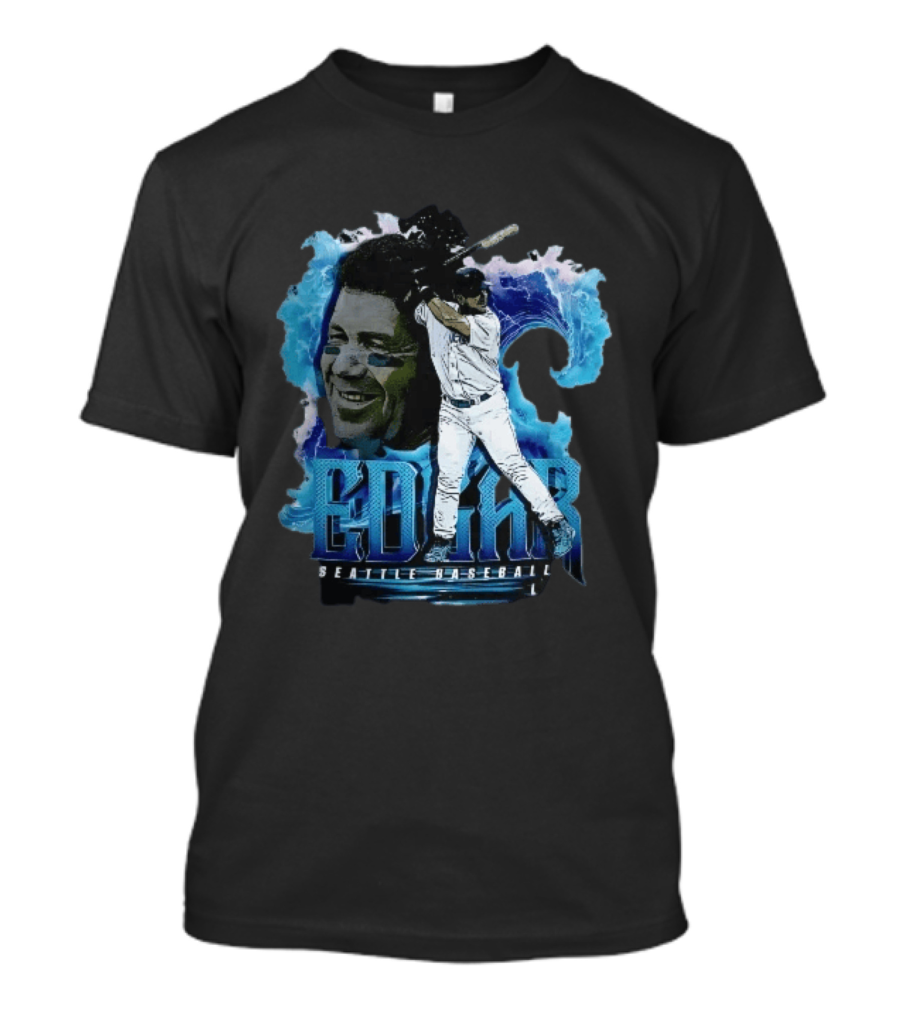 Edgar Seattle Baseball Batter Swinging Water Splash Bootleg T-Shirt