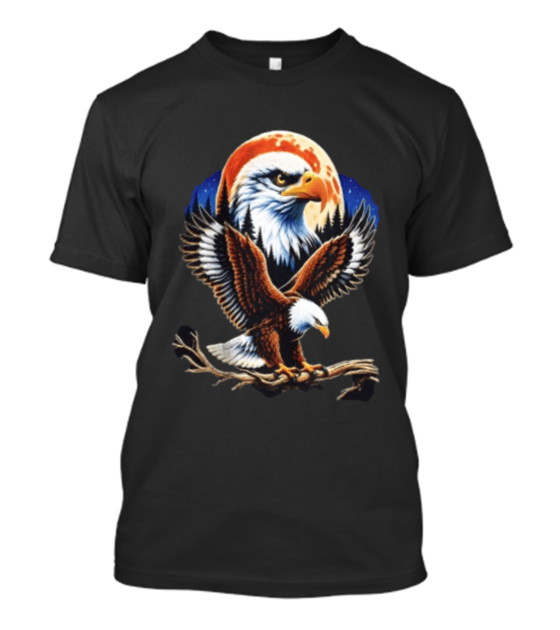 Majestic Bald Eagle With Full Moon And Forest T-Shirt