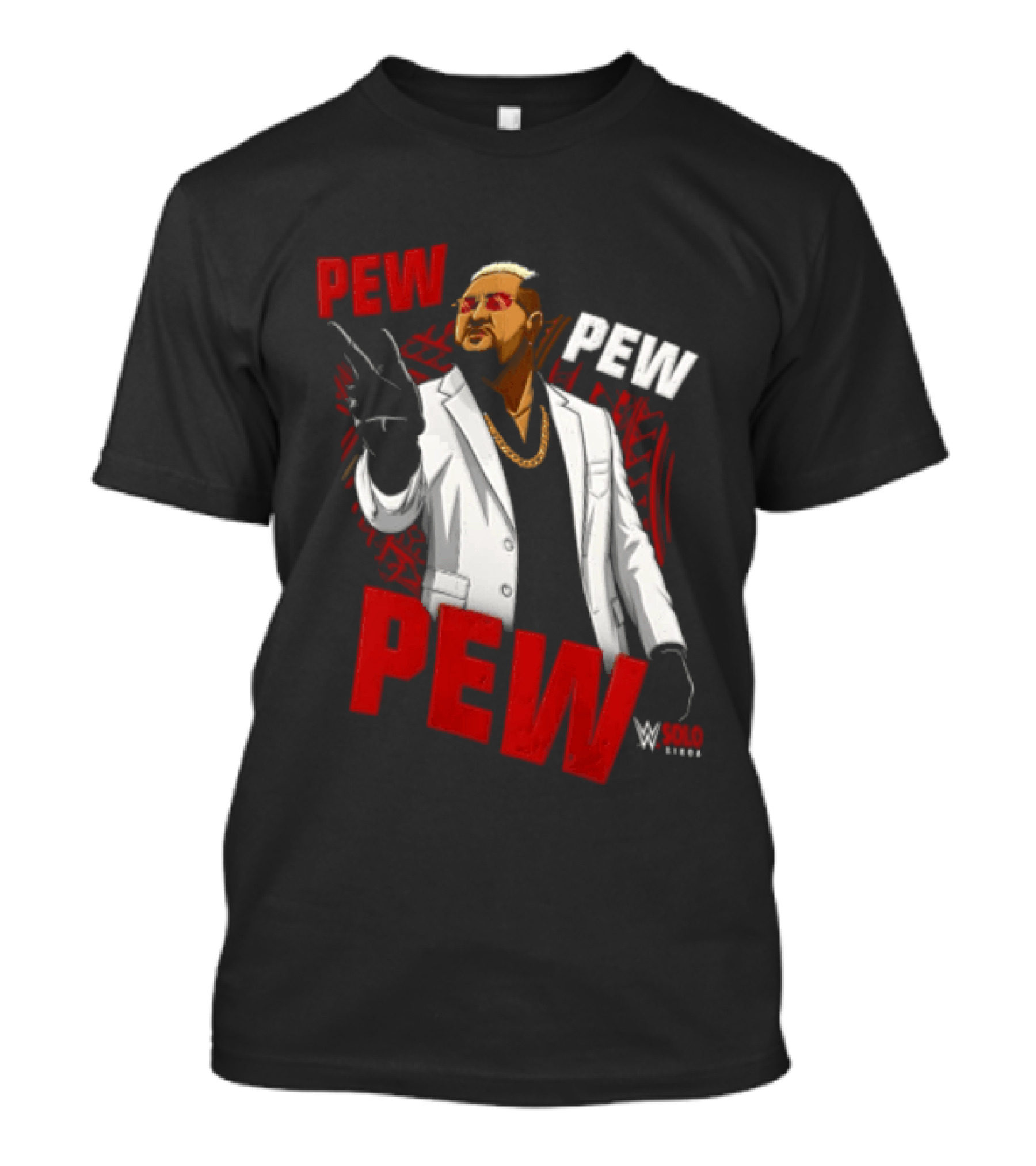Solo Sikoa Pew Pew WWE Finger Guns White Suit Red Glasses T-Shirt